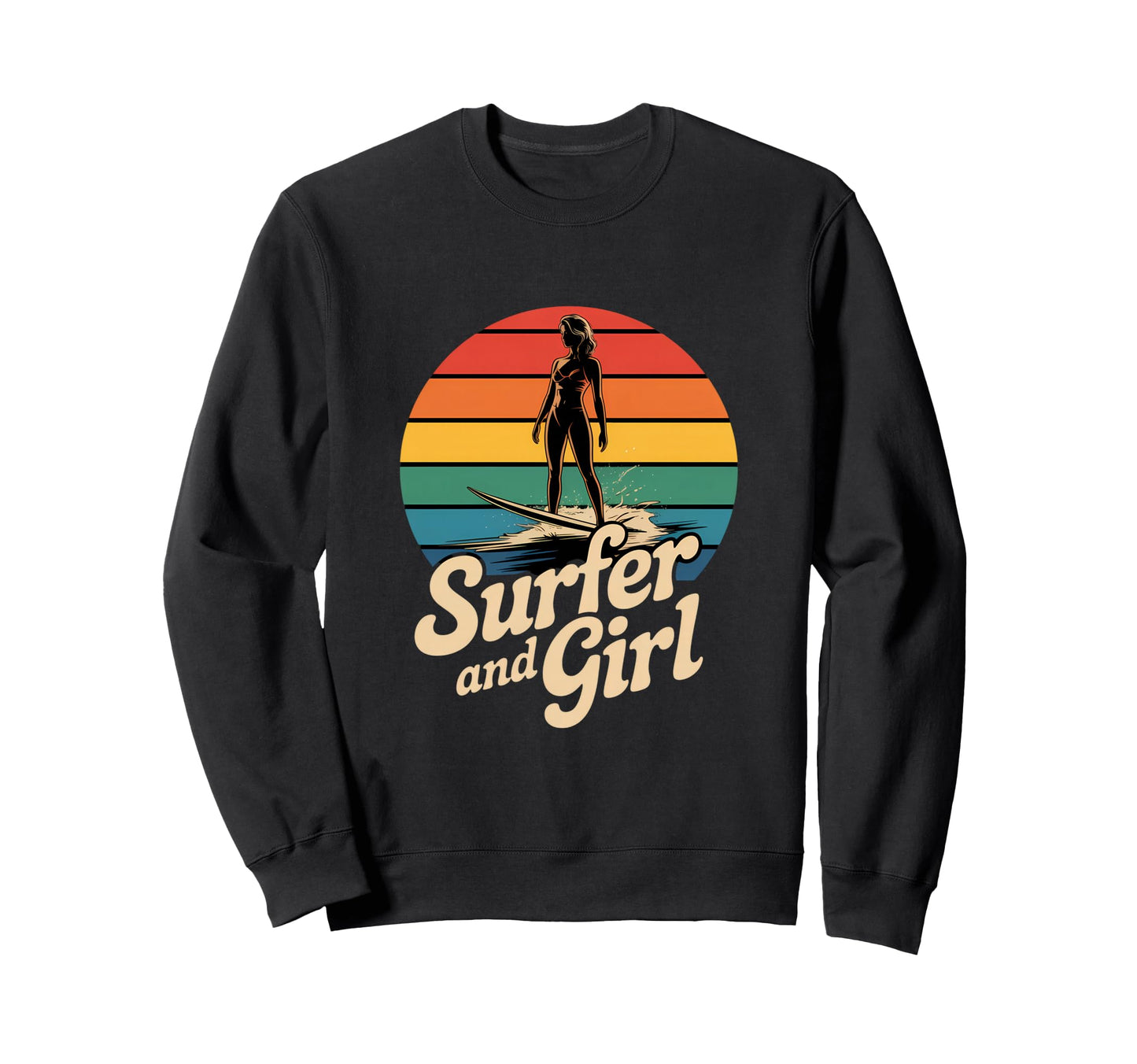 Funny Surfer Rainbow 70S Sweatshirt - Trendy Graphic Men Women - T-Shirt, Sweatshirt, Hoodie