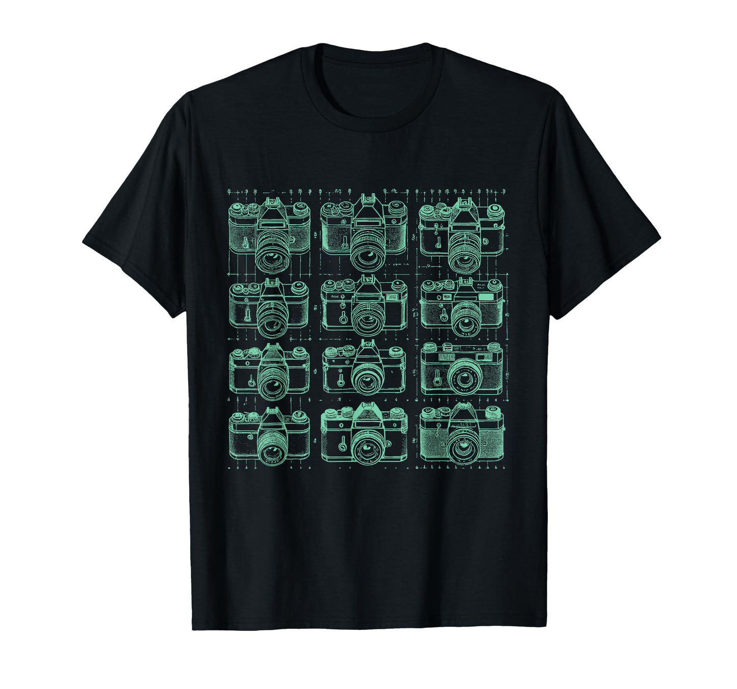 Camera Grid Teal T-Shirt - Unique Graphic Men Women - T-Shirt, Sweatshirt, Hoodie