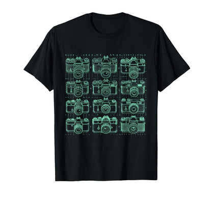 Camera Grid Teal T-Shirt - Unique Graphic Men Women - T-Shirt, Sweatshirt, Hoodie