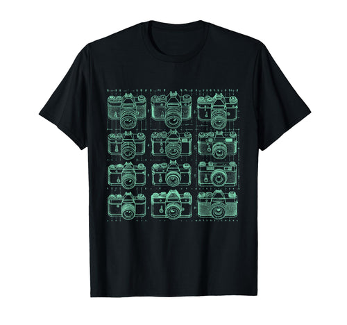 Camera Grid Teal T-Shirt - Unique Graphic Men Women - T-Shirt, Sweatshirt, Hoodie