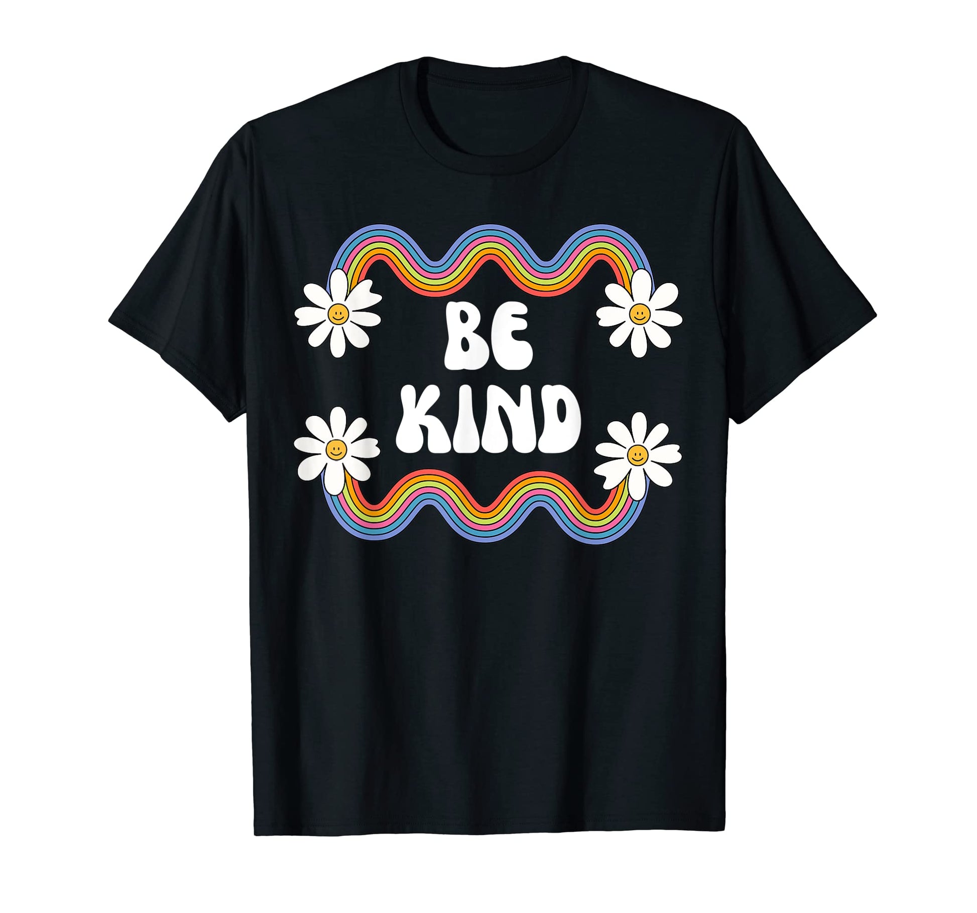 Be Kind Rainbow And Flowers Positive T-Shirt - Minimalist Print Unisex - T-Shirt, Sweatshirt, Hoodie