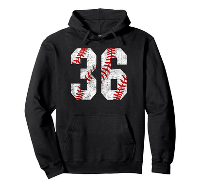 Distressed Baseball Number 36 Jersey Hoodie - Novelty Apparel Men Women - T-Shirt, Sweatshirt, Hoodie