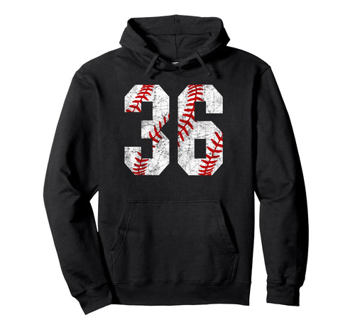 Distressed Baseball Number 36 Jersey Hoodie - Novelty Apparel Men Women - T-Shirt, Sweatshirt, Hoodie