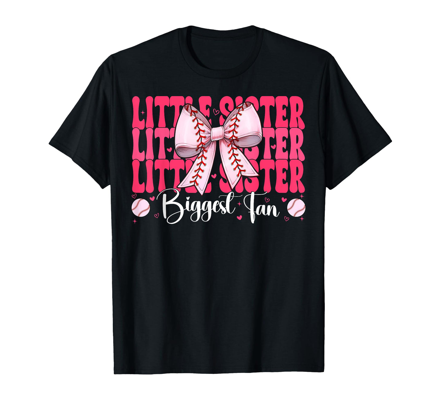 Baseball Sister Coquette Bow Little T-Shirt - Fun Novelty Design Unisex - T-Shirt, Sweatshirt, Hoodie