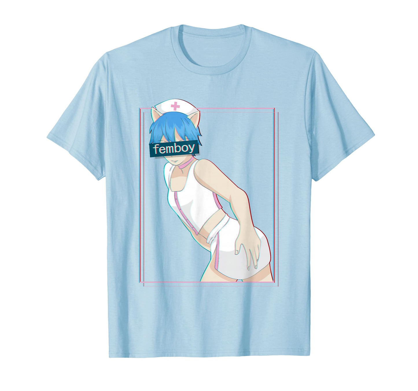 Femboy Nurse Anime Neko Vaporwave T-Shirt - Custom Art Print for Adults - T-Shirt, Sweatshirt, Hoodie