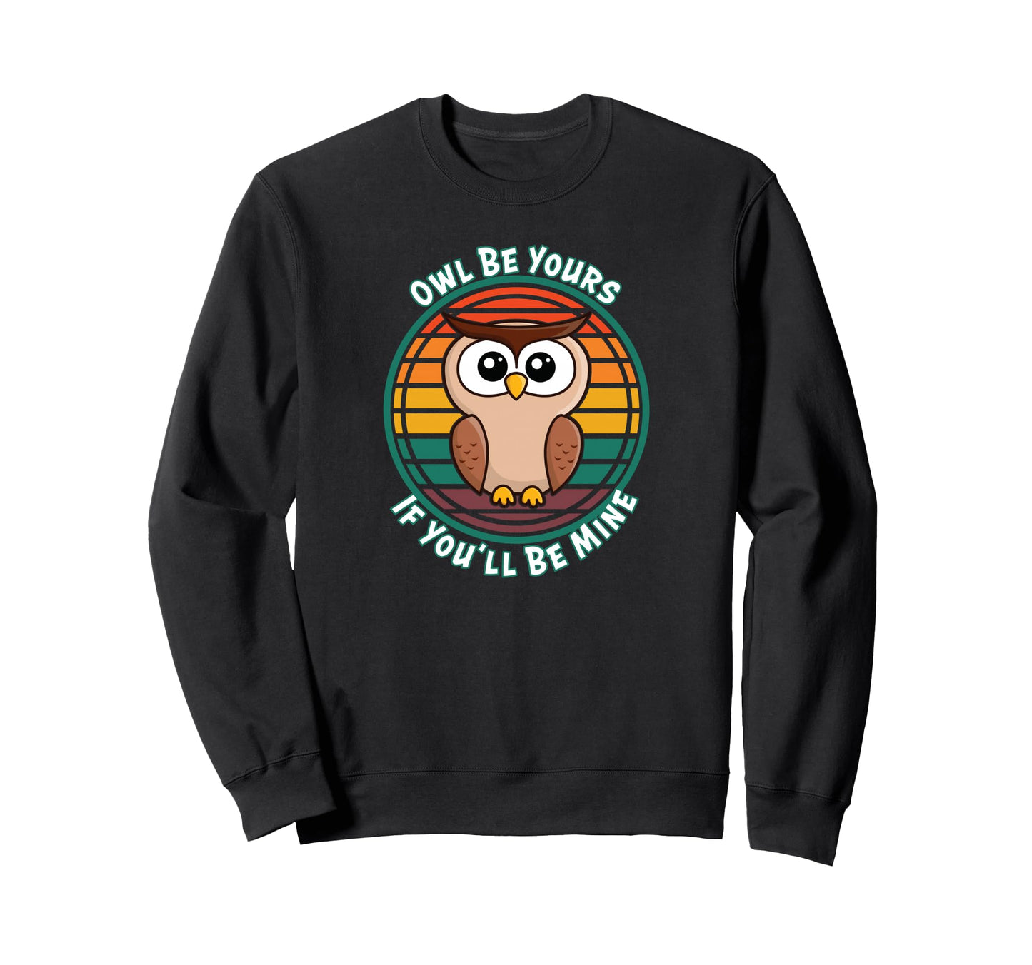 Cartoon Owl W Big Eyes Rainbow Sweatshirt - Fun Novelty Design Unisex - T-Shirt, Sweatshirt, Hoodie