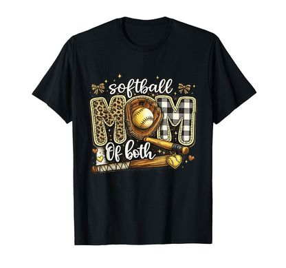 Softball Mom Both Leopard Softball T-Shirt - Minimalist Print Unisex - T-Shirt, Sweatshirt, Hoodie