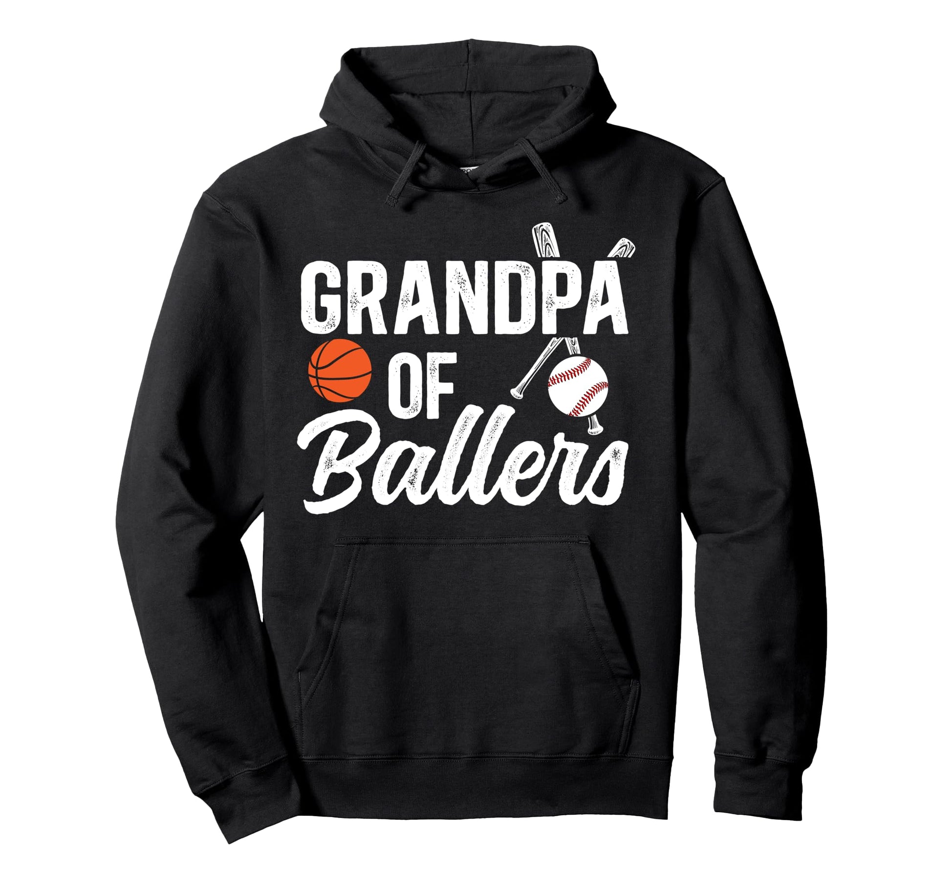 Grandpa Ballers Basketball Baseball Hoodie - Graphic Print for Adults - T-Shirt, Sweatshirt, Hoodie
