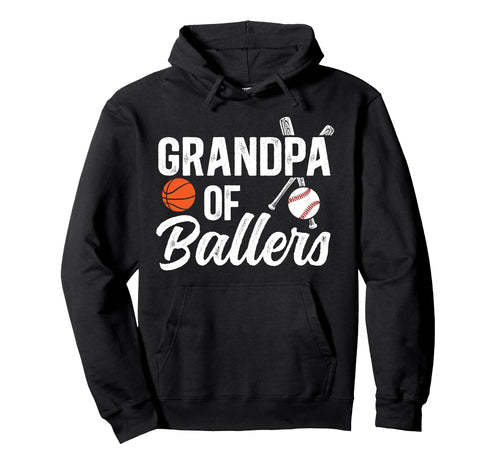 Grandpa Ballers Basketball Baseball Hoodie - Graphic Print for Adults - T-Shirt, Sweatshirt, Hoodie