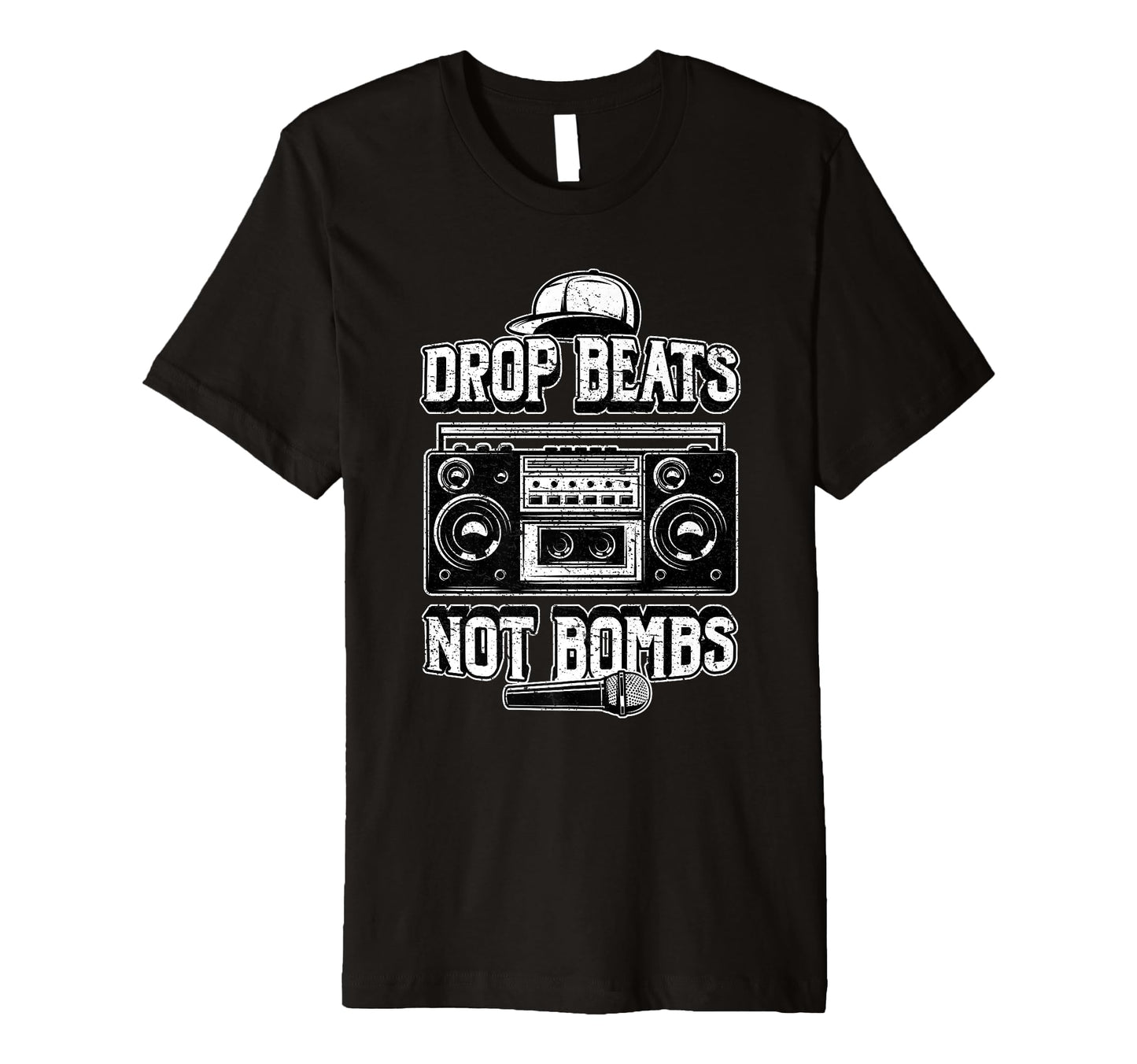 Drop Beats Not Bombs Anti War Boombox T-Shirt - Minimalist Print Unisex - T-Shirt, Sweatshirt, Hoodie