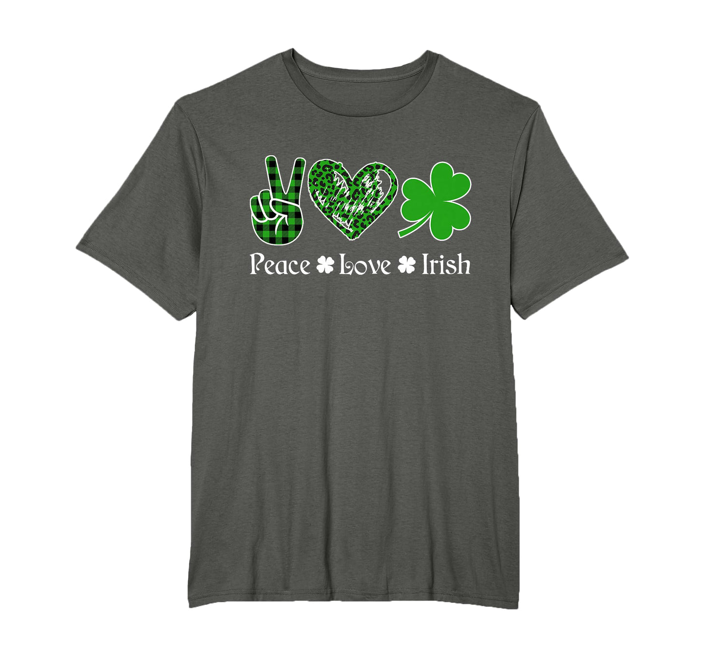 Peace Love Irish Peace Heart Shamrock T-Shirt - Streetwear Style Men Women - T-Shirt, Sweatshirt, Hoodie