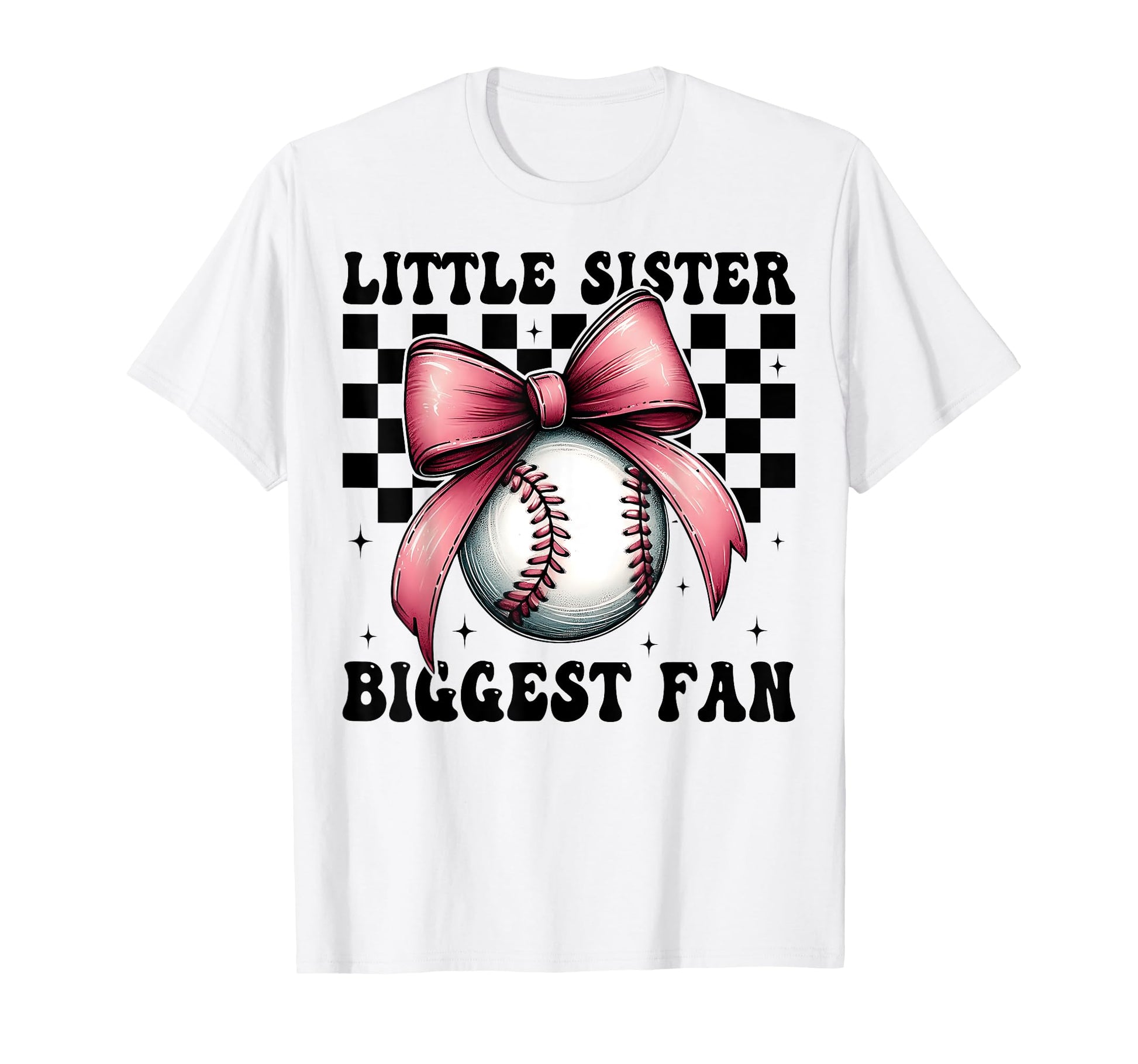 Baseball Sister Coquette Bow Little T-Shirt - Novelty Apparel for Adults - T-Shirt, Sweatshirt, Hoodie