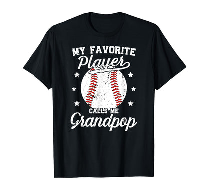 My Favorite Baseball Player Grandpop T-Shirt - Custom Art Print for Adults - T-Shirt, Sweatshirt, Hoodie