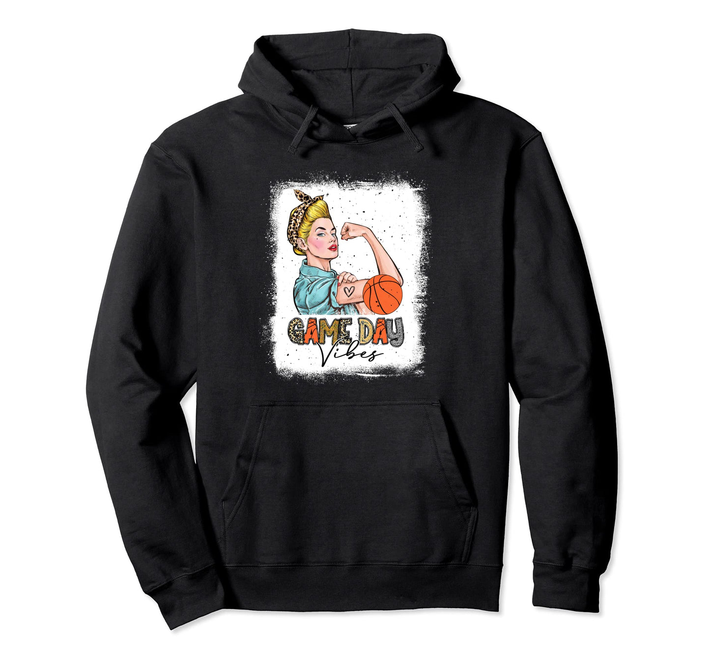 Bleached Basketball Game Day Vibes Hoodie - Casual Everyday Wear Unisex - T-Shirt, Sweatshirt, Hoodie