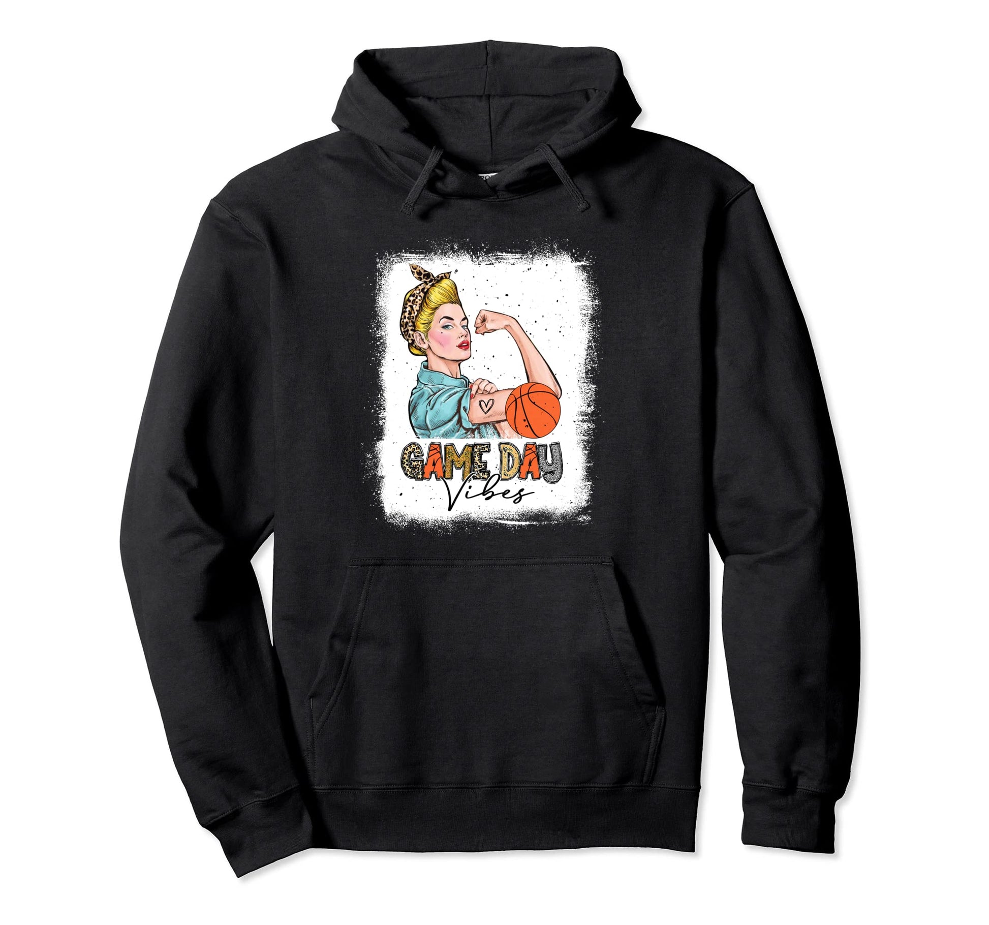 Bleached Basketball Game Day Vibes Hoodie - Casual Everyday Wear Unisex - T-Shirt, Sweatshirt, Hoodie