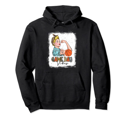 Bleached Basketball Game Day Vibes Hoodie - Casual Everyday Wear Unisex - T-Shirt, Sweatshirt, Hoodie