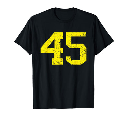 Number 45 Yellow Sport Varsity Number T-Shirt - Custom Art Print for Adults - T-Shirt, Sweatshirt, Hoodie