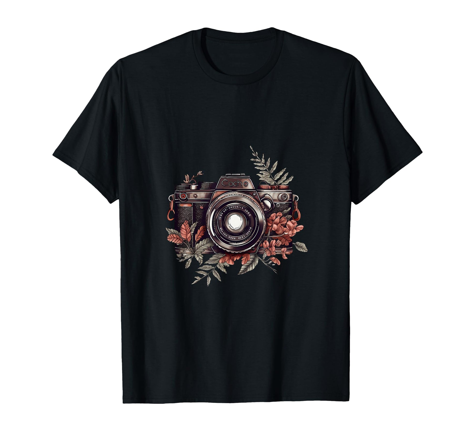 Camera Flowers And Leaves T-Shirt - Fun Novelty Design for Adults - T-Shirt, Sweatshirt, Hoodie