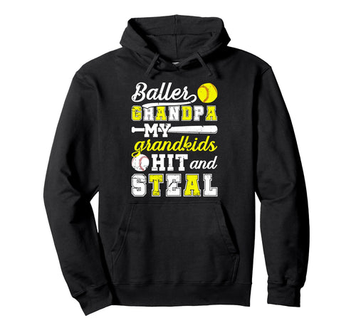 Baller Grandpa Funny Baseball Softball Hoodie - Custom Art Print Unisex - T-Shirt, Sweatshirt, Hoodie