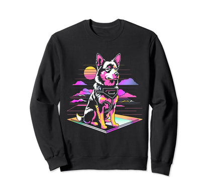 Inspired Vaporwave Aesthetic Dog Sweatshirt - Custom Art Print Unisex - T-Shirt, Sweatshirt, Hoodie