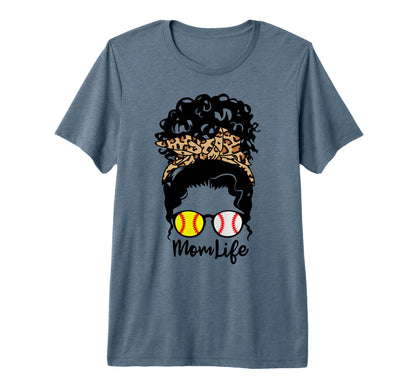 Mom Life Messy Bun Curly Hair Baseball T-Shirt - Trendy Graphic Men Women - T-Shirt, Sweatshirt, Hoodie