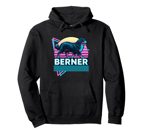 Bernese Mountain Dog Synthwave Aesthetic Hoodie - Custom Art Print Unisex - T-Shirt, Sweatshirt, Hoodie