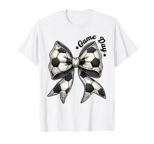 Game Day Soccer Bow Coquette T-Shirt - Fun Novelty Design for Adults - T-Shirt, Sweatshirt, Hoodie