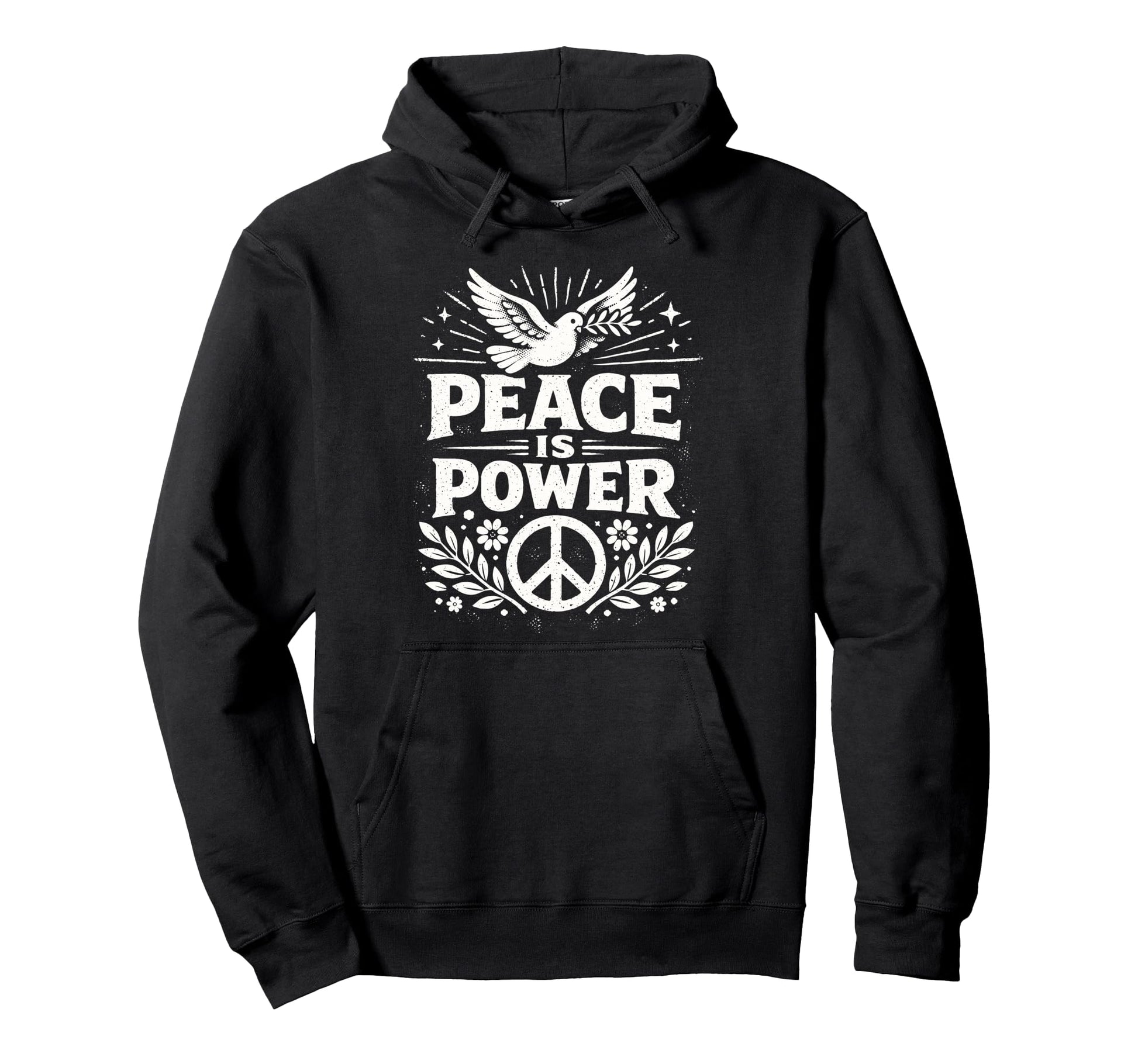 Peace Is Power Dove Peace Sign Boho Hoodie - Fun Novelty Design Unisex - T-Shirt, Sweatshirt, Hoodie
