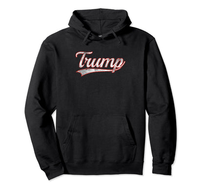 Trump Varsity Distressed Throwback Hoodie - Novelty Apparel Unisex - T-Shirt, Sweatshirt, Hoodie