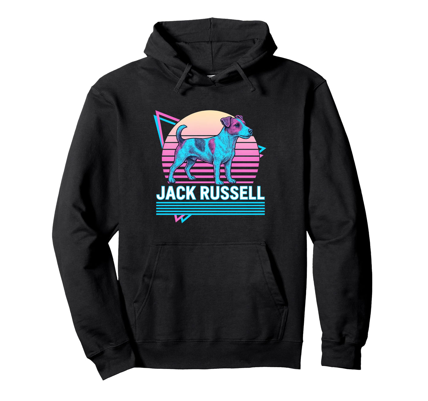 Jack Russell Terrier Synthwave Hoodie - Unique Graphic for Adults - T-Shirt, Sweatshirt, Hoodie