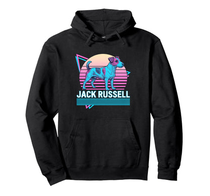 Jack Russell Terrier Synthwave Hoodie - Unique Graphic for Adults - T-Shirt, Sweatshirt, Hoodie
