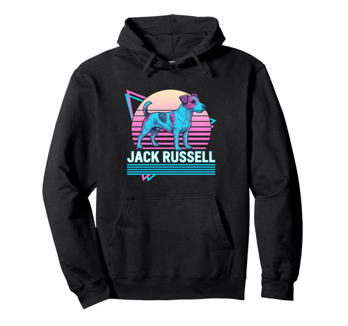Jack Russell Terrier Synthwave Hoodie - Unique Graphic for Adults - T-Shirt, Sweatshirt, Hoodie