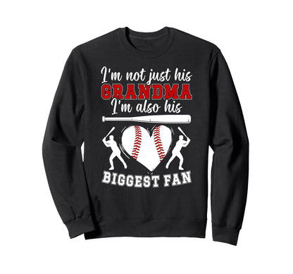Biggest Fan Baseball Grandma Sweatshirt - Fun Novelty Design for Adults - T-Shirt, Sweatshirt, Hoodie