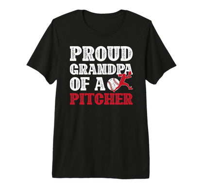 Mens Proud Baseball Pitcher Grandpa T-Shirt - Graphic Print for Adults - T-Shirt, Sweatshirt, Hoodie