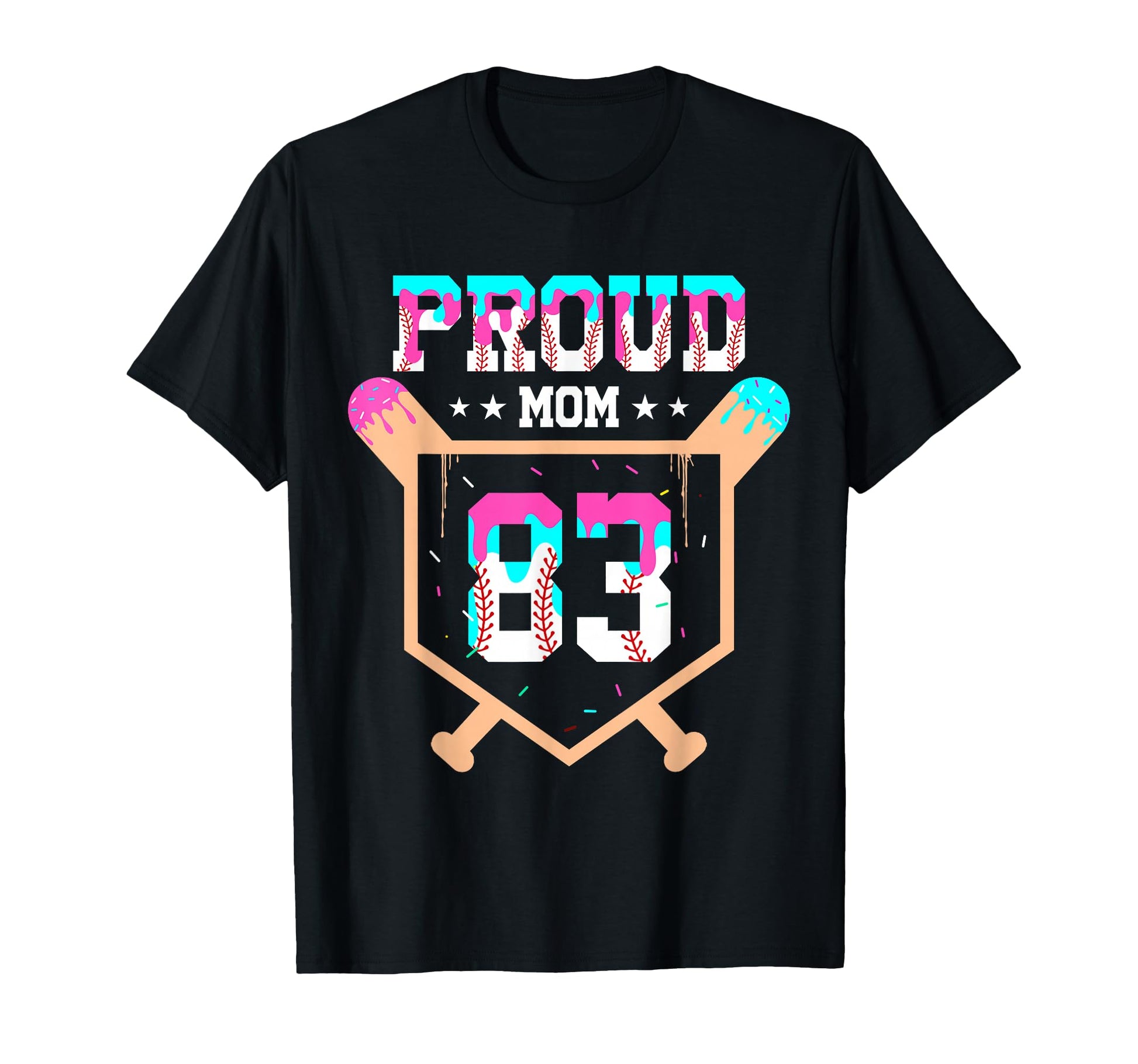 Proud Mom Baseball Player Number 83 T-Shirt - Minimalist Print Men Women - T-Shirt, Sweatshirt, Hoodie