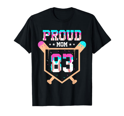 Proud Mom Baseball Player Number 83 T-Shirt - Minimalist Print Men Women - T-Shirt, Sweatshirt, Hoodie