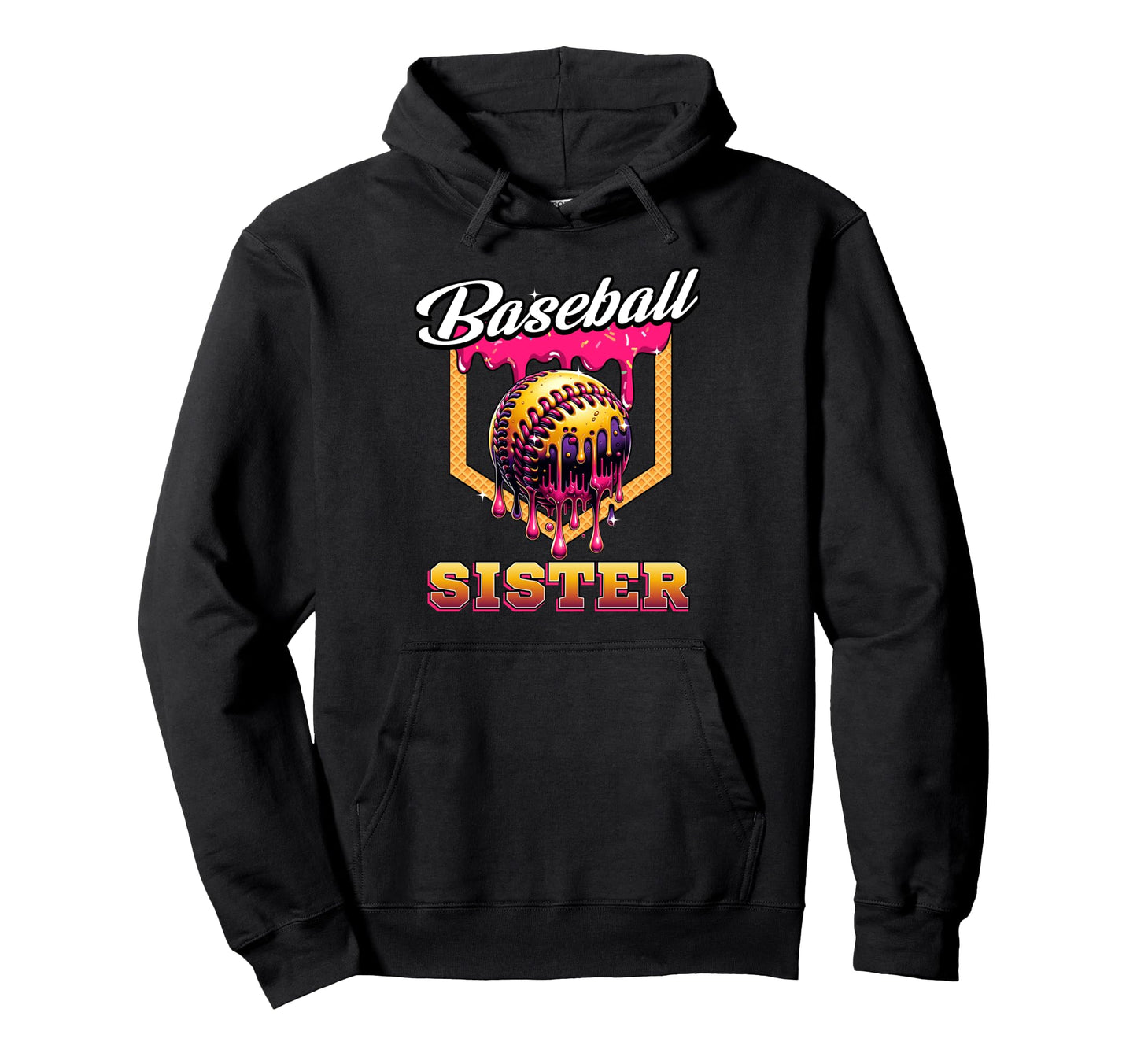 Baseball Sister Ice Cream Drip Home Hoodie - Minimalist Print Men Women - T-Shirt, Sweatshirt, Hoodie
