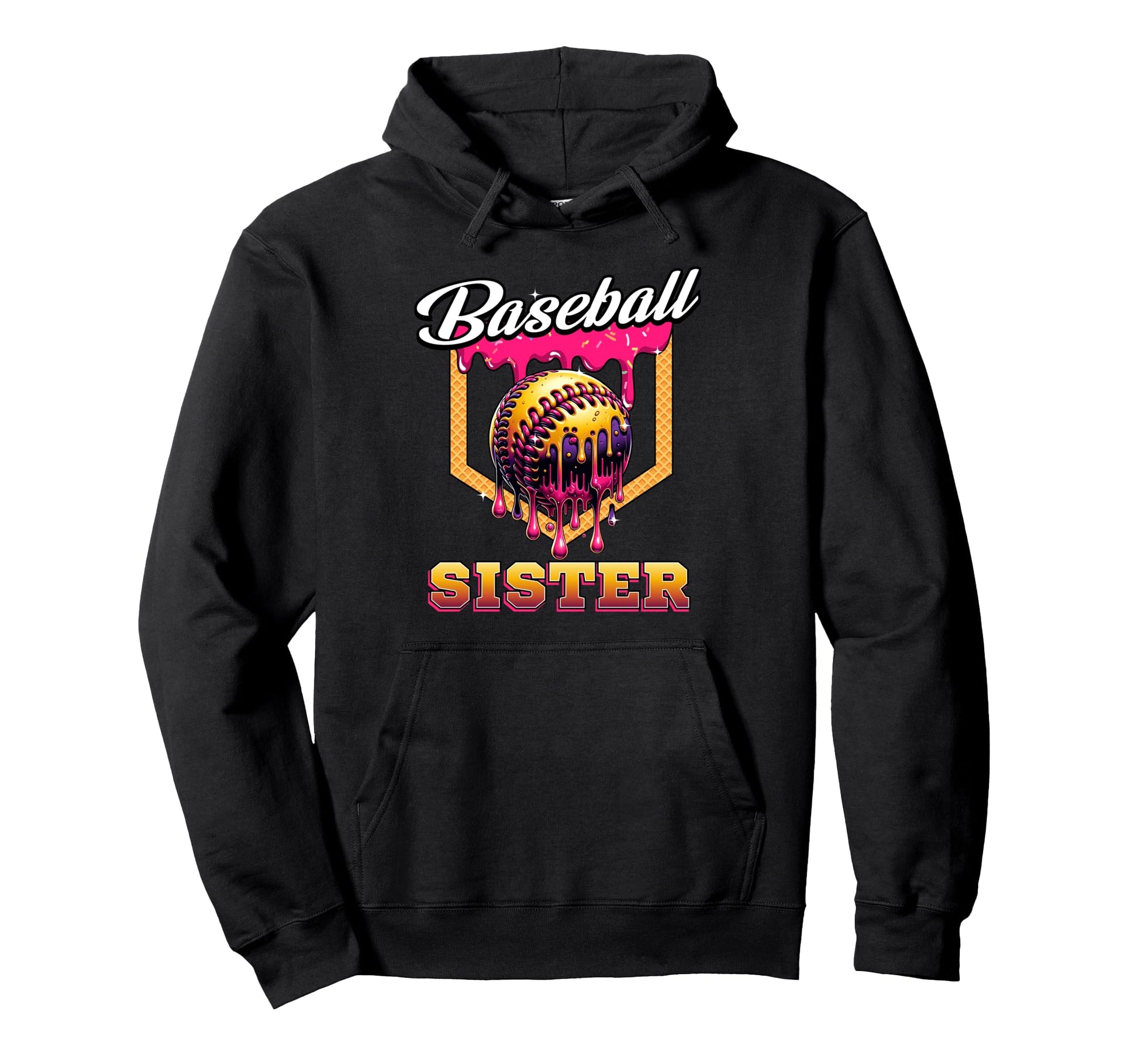 Baseball Sister Ice Cream Drip Home Hoodie - Minimalist Print Men Women - T-Shirt, Sweatshirt, Hoodie