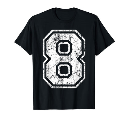 Sports Jersey Grunge Number 8 Fan Team T-Shirt - Unique Graphic Unisex - T-Shirt, Sweatshirt, Hoodie