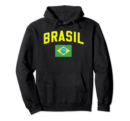 Brasil Varsity Lettering Flag Hoodie - Custom Art Print for Adults - T-Shirt, Sweatshirt, Hoodie