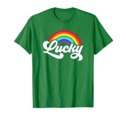 Green St Patricks Day Lucky Rainbow T-Shirt - Casual Everyday Wear Unisex - T-Shirt, Sweatshirt, Hoodie