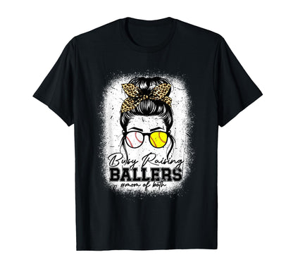 Busy Raising Ballers Baseball Softball T-Shirt - Minimalist Print Unisex - T-Shirt, Sweatshirt, Hoodie
