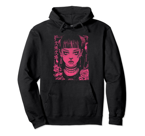 Goth Grunge Demon Anime Waifu Horror Hoodie - Custom Art Print for Adults - T-Shirt, Sweatshirt, Hoodie