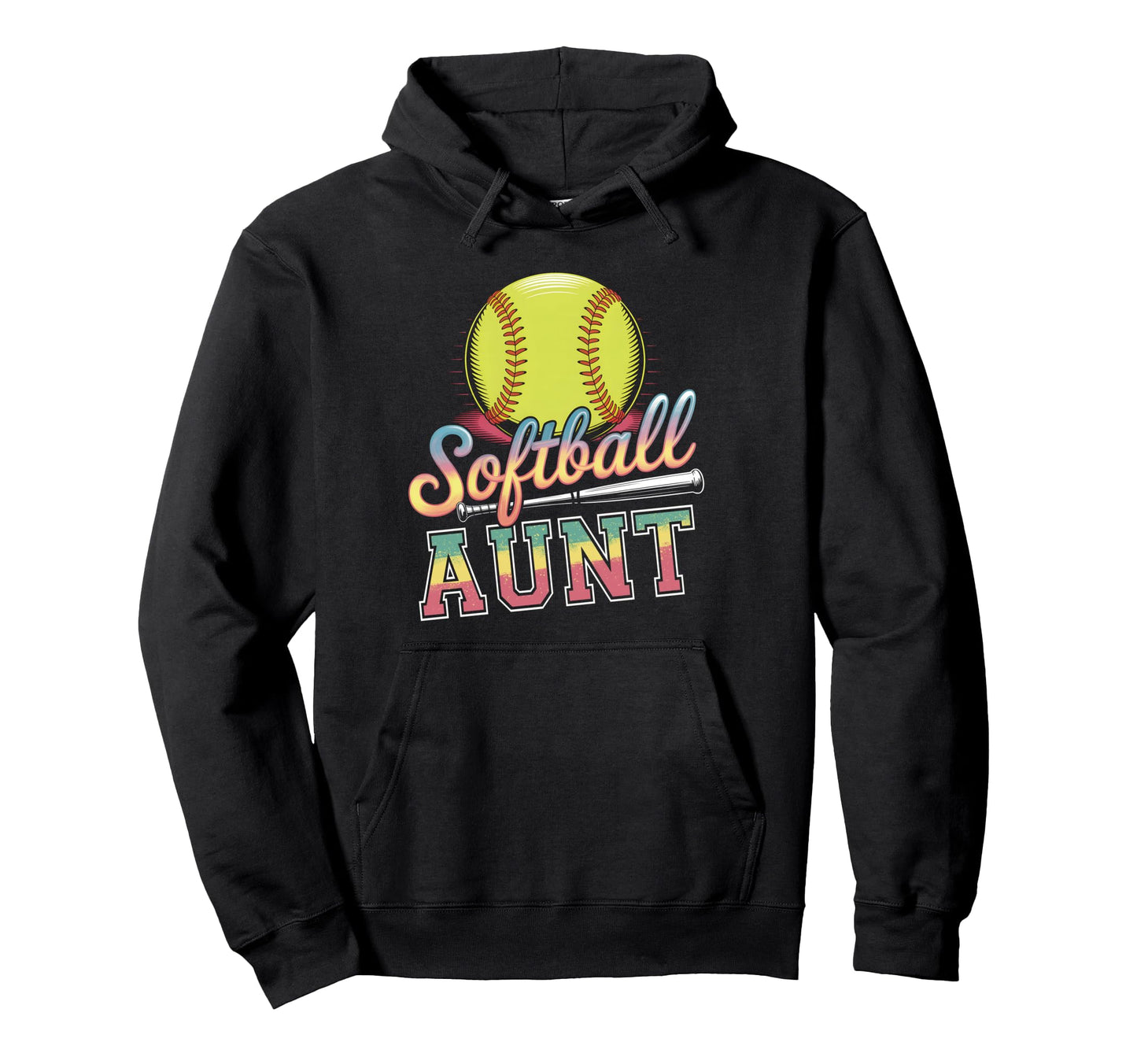 Softball Aunt Tie Dye Mama Mothers Hoodie - Fun Novelty Design for Adults - T-Shirt, Sweatshirt, Hoodie