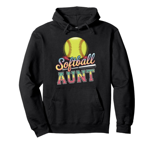 Softball Aunt Tie Dye Mama Mothers Hoodie - Fun Novelty Design for Adults - T-Shirt, Sweatshirt, Hoodie