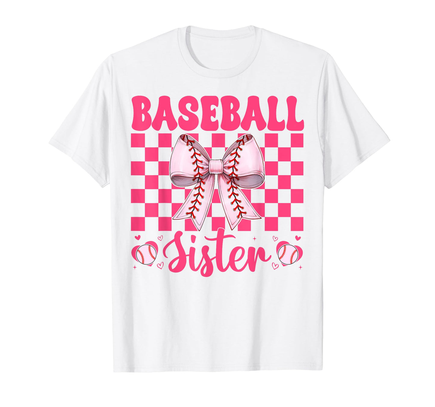 Baseball Sister Baseball Coquette Bow T-Shirt - Graphic Print Men Women - T-Shirt, Sweatshirt, Hoodie