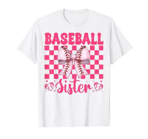 Baseball Sister Baseball Coquette Bow T-Shirt - Graphic Print Men Women - T-Shirt, Sweatshirt, Hoodie