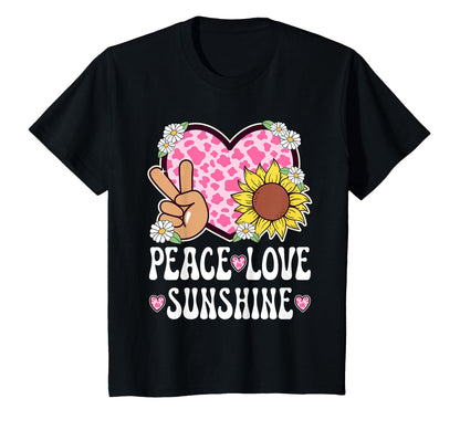 Peace Love Sunshine Sunflower Hippie T-Shirt - Graphic Print Men Women - T-Shirt, Sweatshirt, Hoodie
