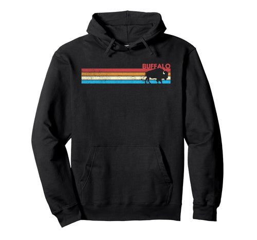 70S Rainbow Stripe Buffalo Distressed Hoodie - Unique Graphic for Adults - T-Shirt, Sweatshirt, Hoodie