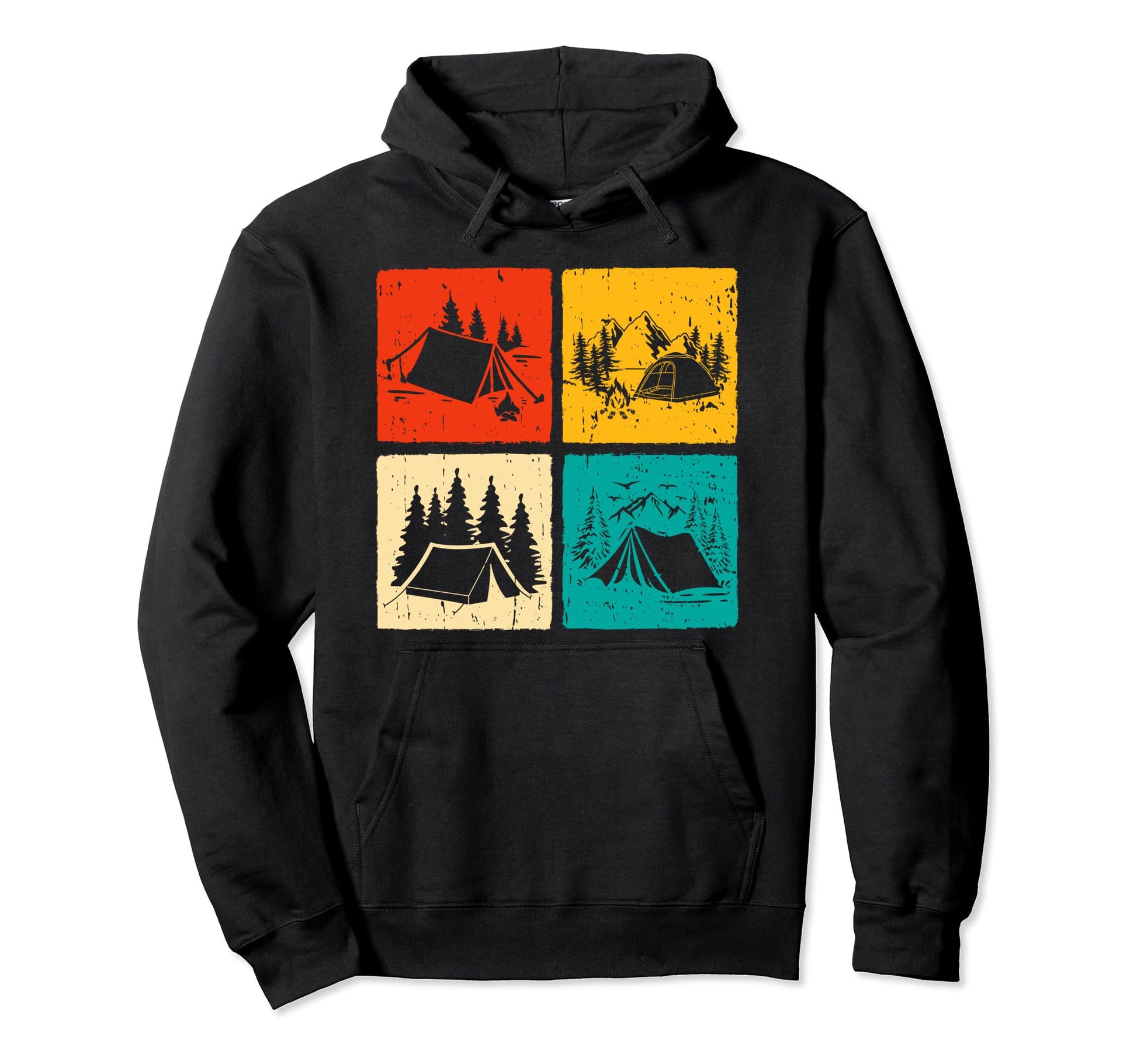 Camping Silhouette Outdoors Hoodie - Casual Everyday Wear Men Women - T-Shirt, Sweatshirt, Hoodie